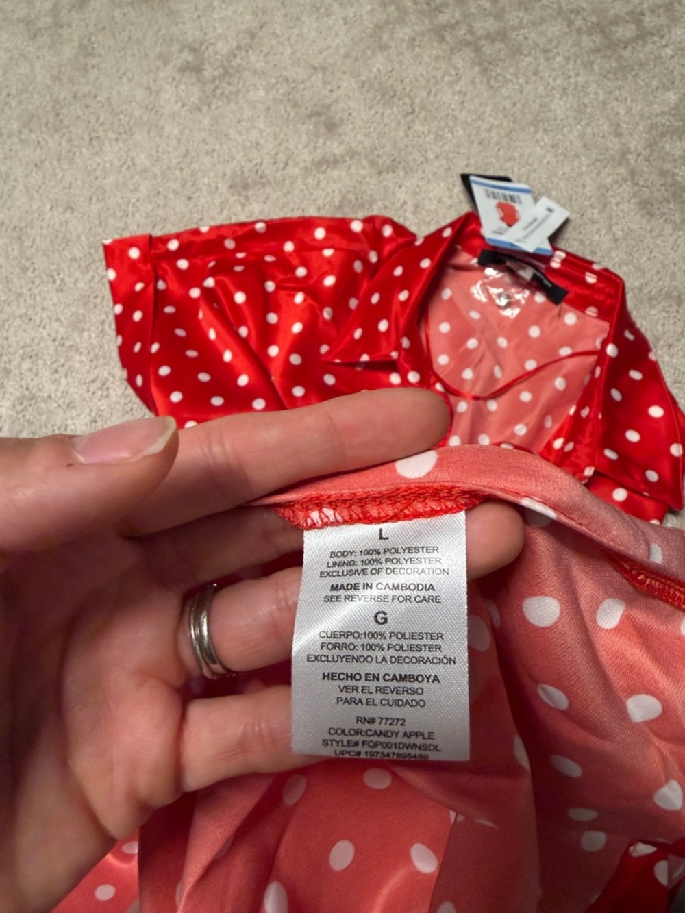 French Connection Red and White Polka Dot Mini Dress - Picture 7 of 7